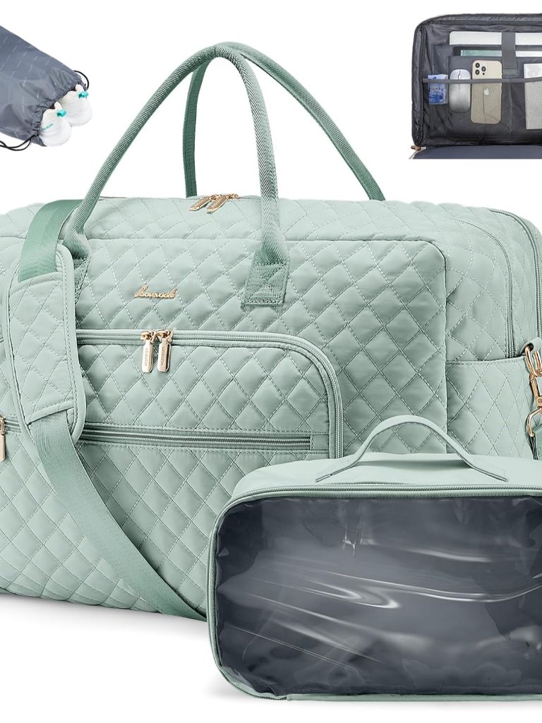 Travel Duffle Bag - Women's Weekender Carry On Overnight Laptop & Gym Bag With T